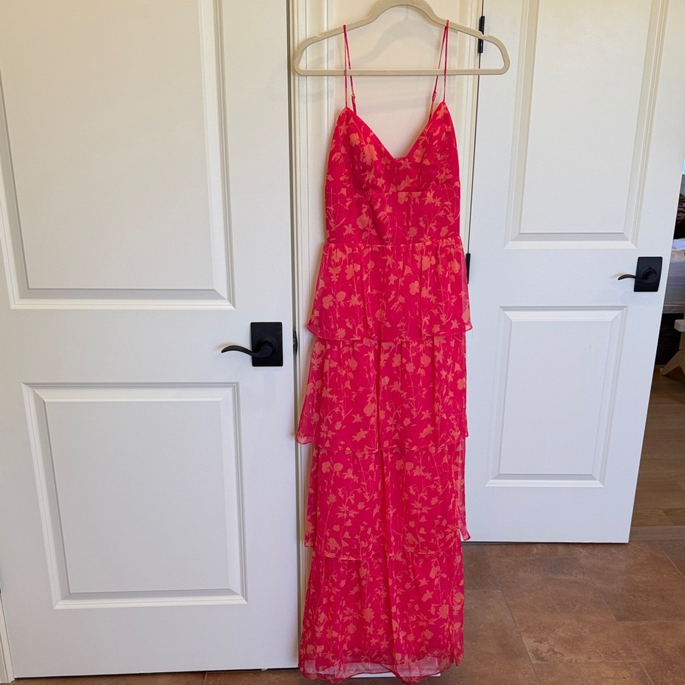Amanda Uprichard Hot Pink Floral Maxi Dress